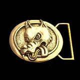 Wolf Limited Edition Belt Buckle Cast in Yellow Brass