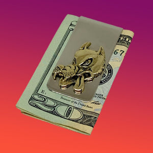 Wolf Money Clip in Nickel Silver Cast in Yellow or White Brass