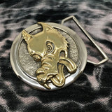 Wolf Limited Edition Belt Buckle Cast in White & Yellow Brass